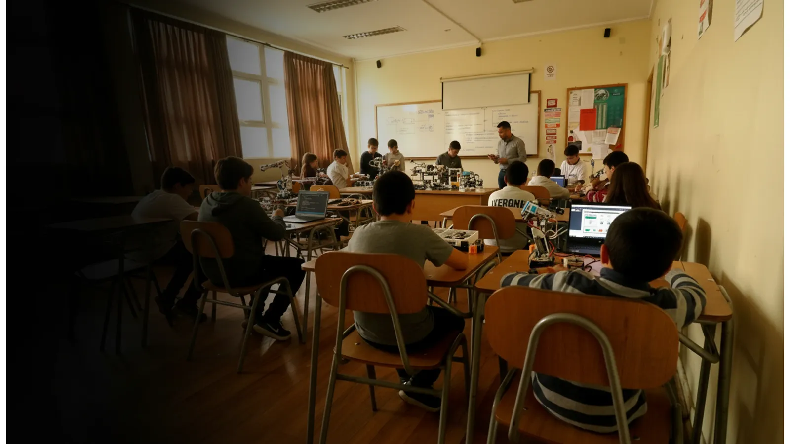 Profesor con alumnos